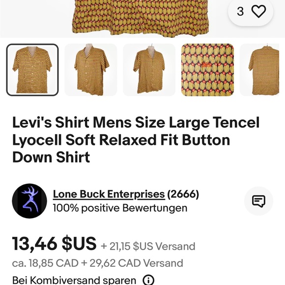 Levi's Shirt Mens Button down S/P - Picture 14 of 14